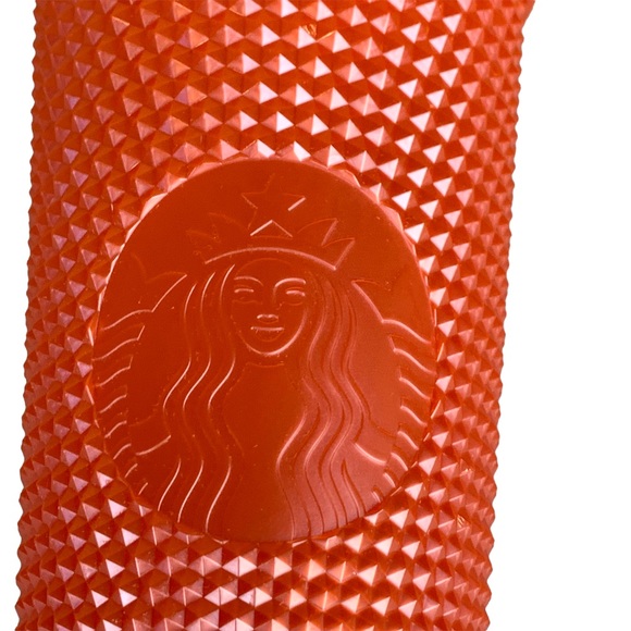 Starbucks Venti 24 Oz Studded Tumbler Cup Pearl Orange Bling Cold Drinks New - Picture 6 of 10